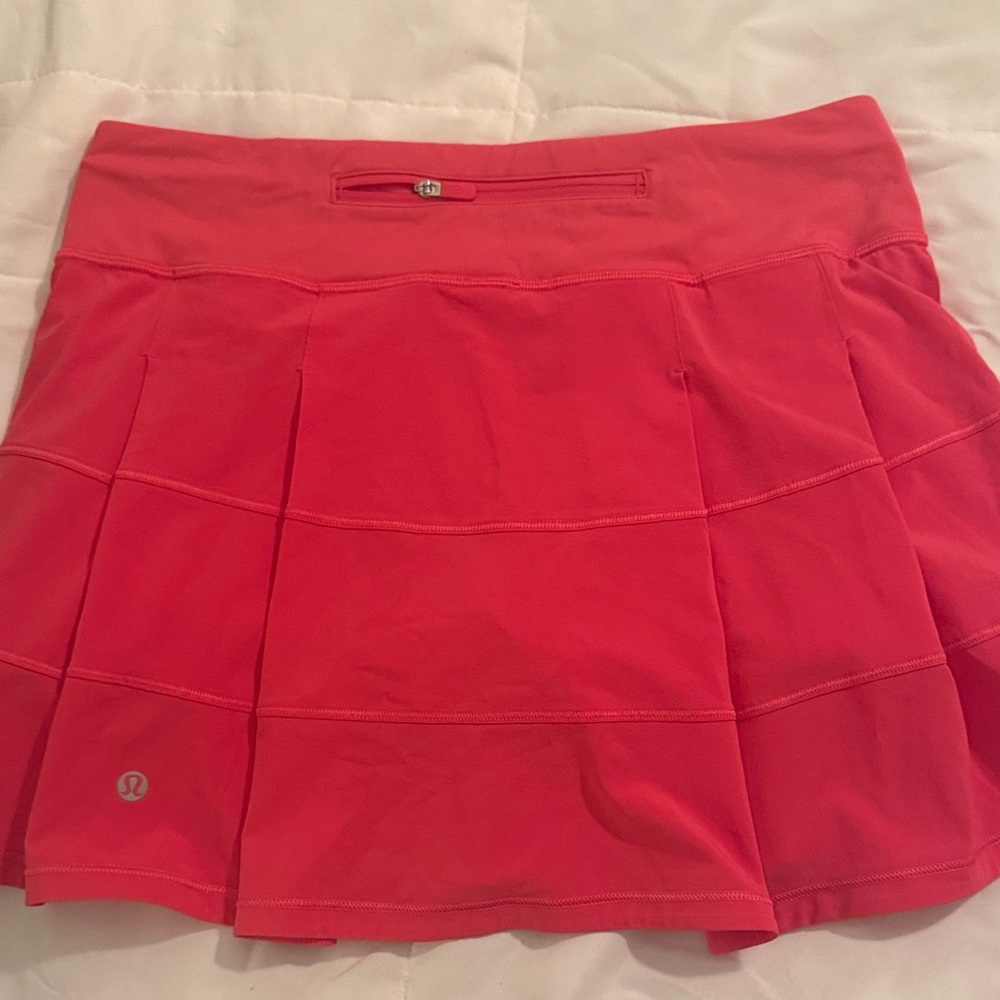 Lululemon Athletica Side Pleat Bright Coral Hot Pink Tennis Skirt - Picture 3 of 7